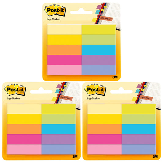 Page Markers, 50 Sheets/Pad, 10 Pads/Pack, 3 Packs