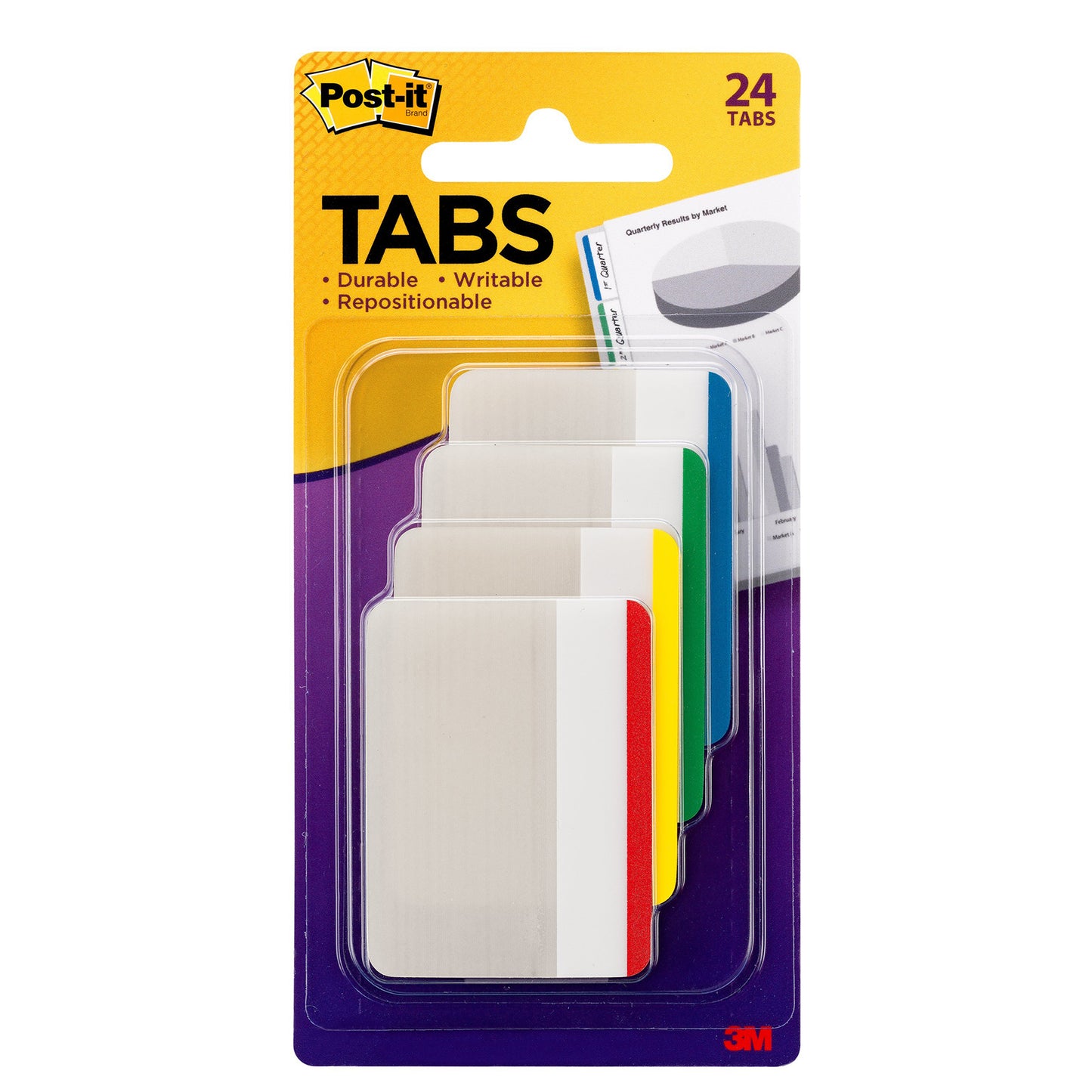 Tabs, Assorted Primary Colors, 24 Per Pack, 6 Packs