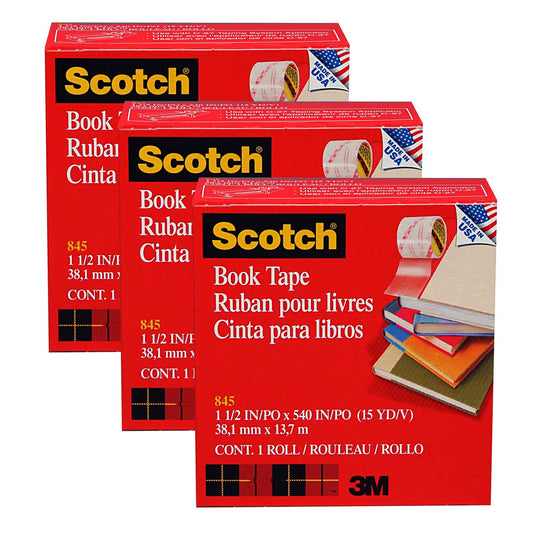 Book Tape, 1-1/2 in x 15 yd Per Rolls, 3 Rolls