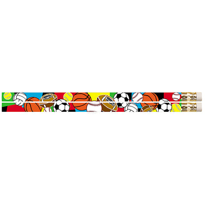 Super Sports Motivational/Fun Pencils, 12 Per Pack, 12 Packs