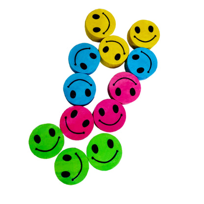 Happy Face Pencil Topper Erasers, 12 Per Pack, 12 Packs