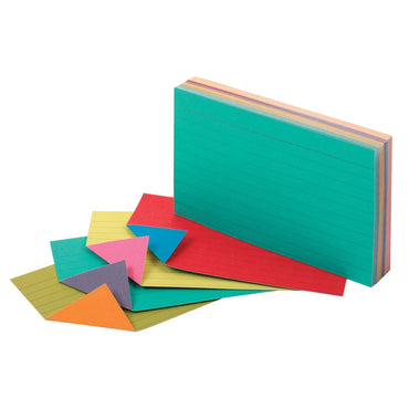 Two-Tone Index Cards, 3" x 5", Assorted Colors, 100 Per Pack, 10 Packs