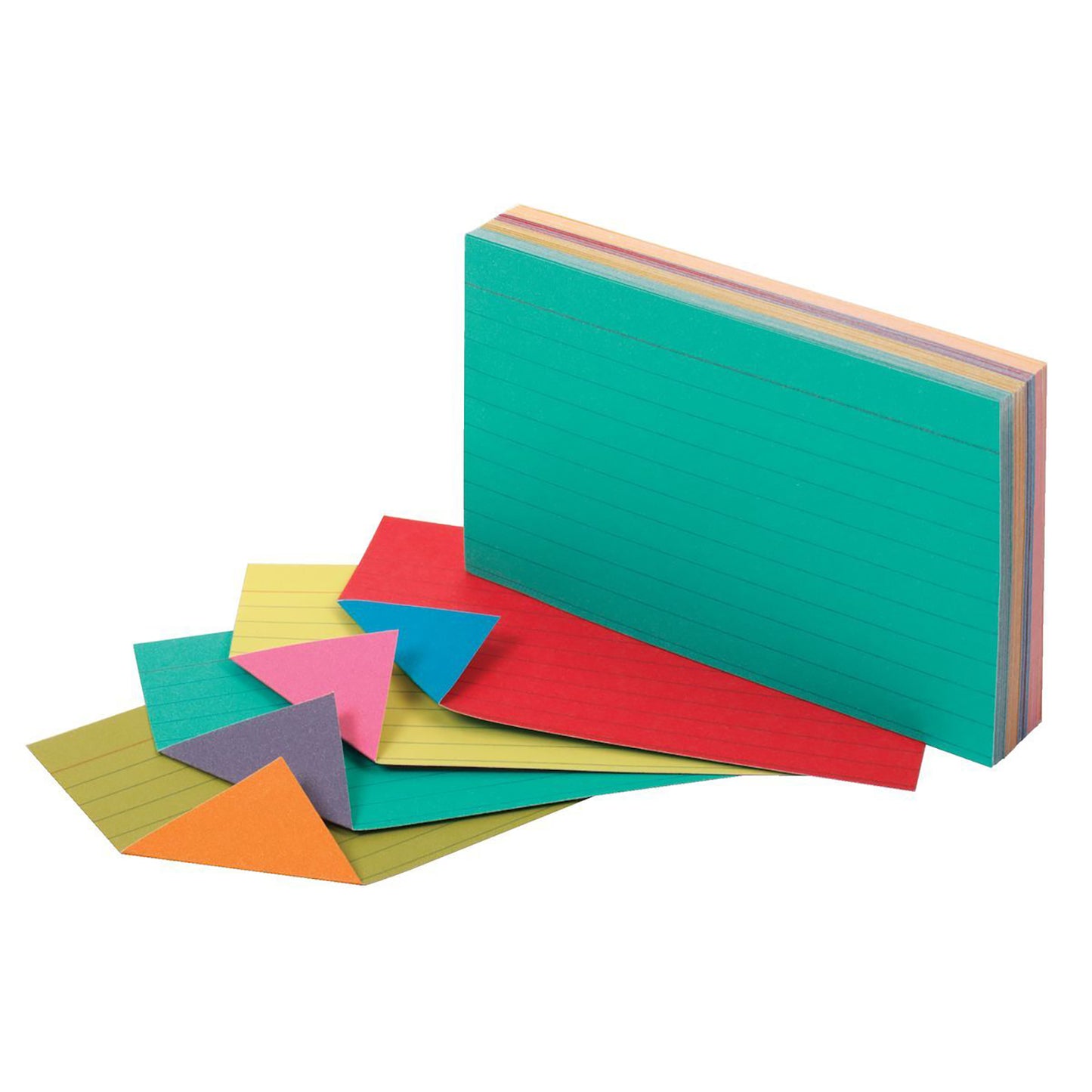 Two-Tone Index Cards, 3" x 5", Assorted Colors, 100 Per Pack, 12 Packs