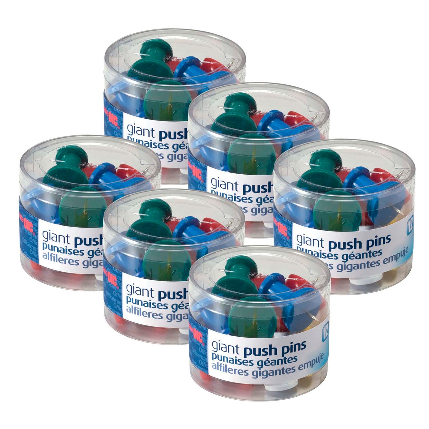 Giant Push Pins, 12 Per Pack, 6 Packs