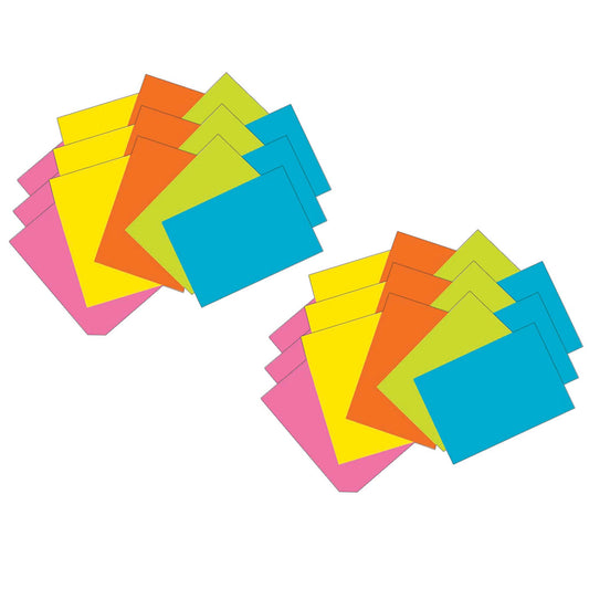 Index Cards, 5 Super Bright Assorted Colors, Unruled, 4" x 6", 100 Cards Per Pack, 6 Packs