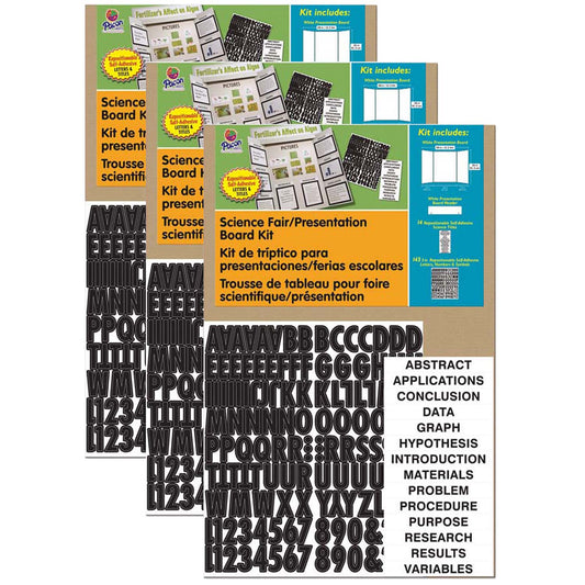 Presentation Board Kit, White, Includes Self-Adhesive Letters, 48" x 36", 3 Kits