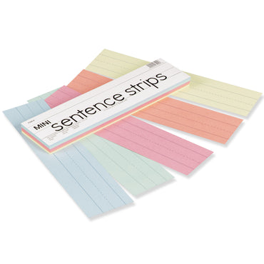 Mini Sentence Strips, 5 Assorted Colors, 1-1/2" x 3/4" Ruled, 3" x 12", 100 Per Pack, 3 Packs