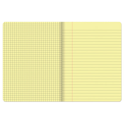 Dual Ruled Composition Book, Yellow, 1/4 in grid and 3/8 in (wide) 9-3/4" x 7-1/2", 100 Sheets, Pack of 6