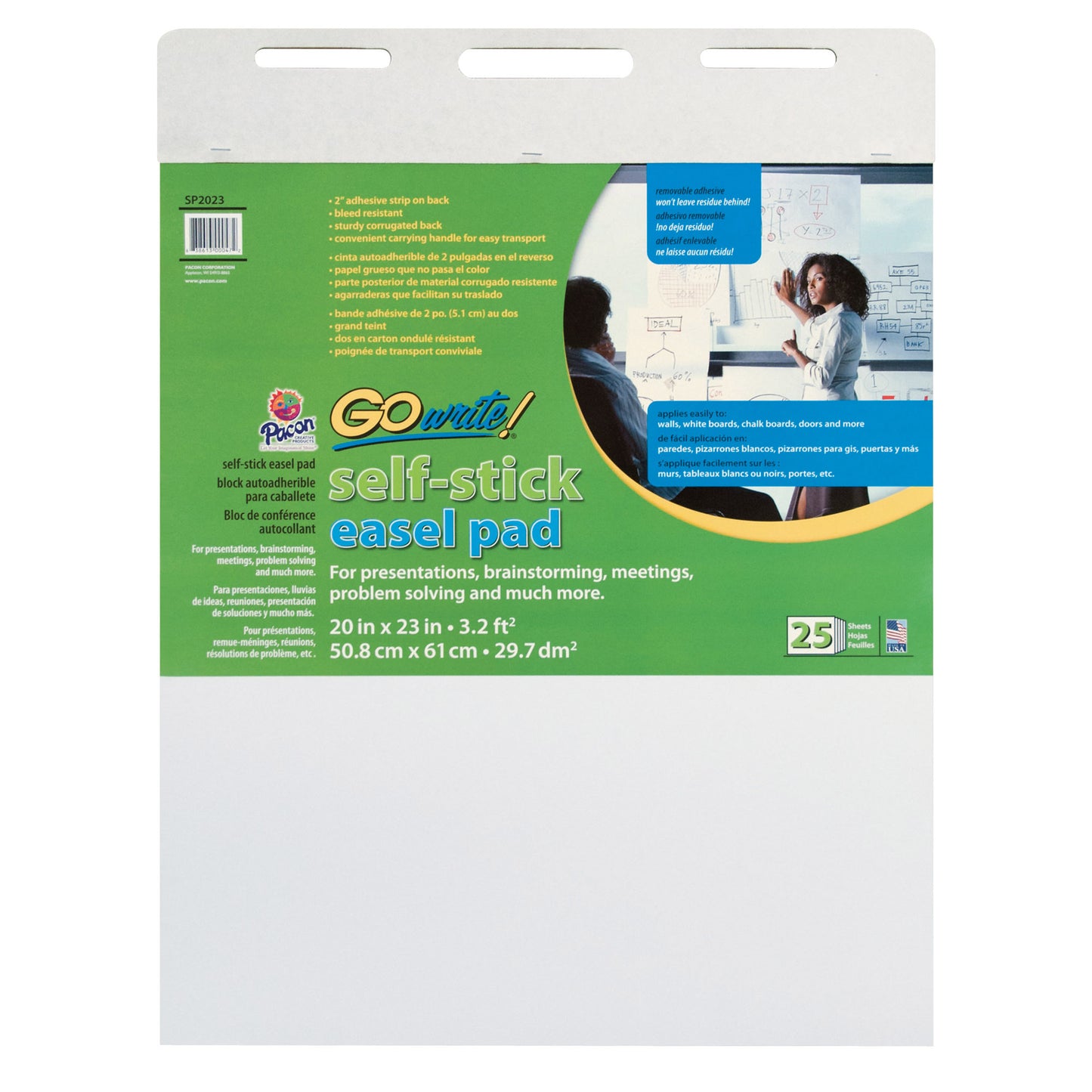 Easel Pad, Self-Adhesive, White, Self-Adhesive, 20" x 23", 25 Sheets