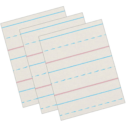 Newsprint Handwriting Paper, Dotted Midline, Grade 2, 1/2" x 1/4" x 1/4" Ruled Short, 8" x 10-1/2", 500 Sheets Per Pack, 3 Packs