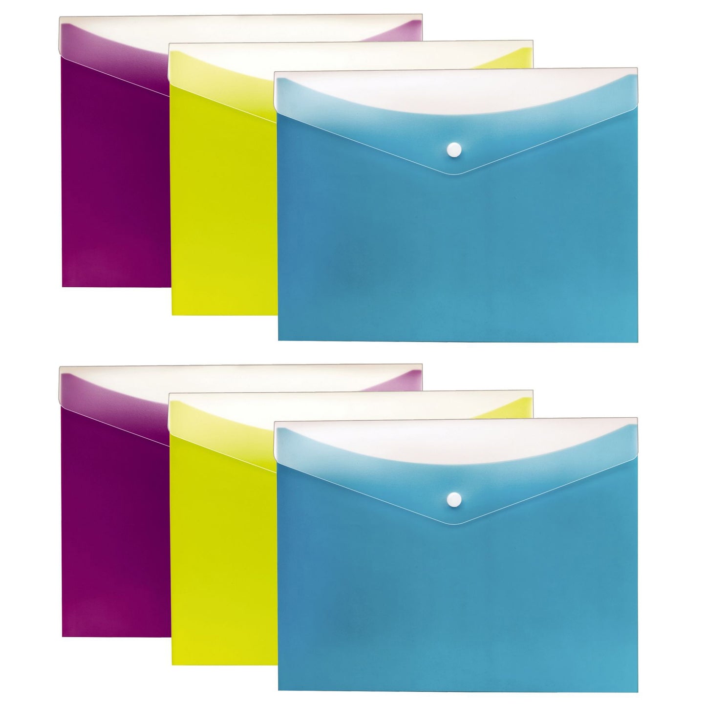 Dual Pocket Snap Poly Envelope, Letter Size, 3 Per Pack, 2 Packs