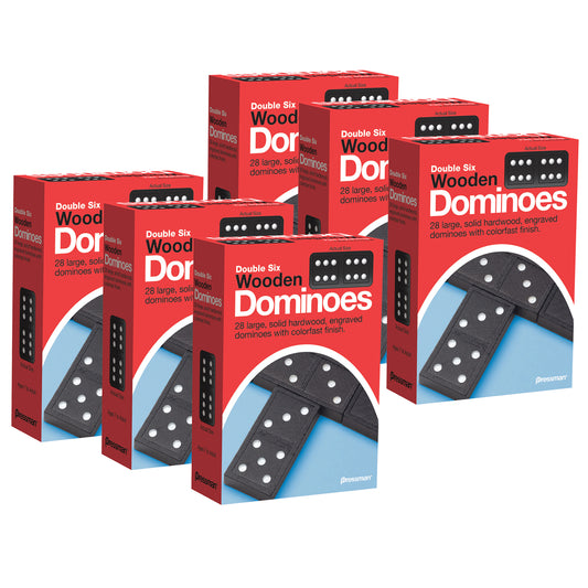 Double Six Wooden Dominoes Game, 6 Packs