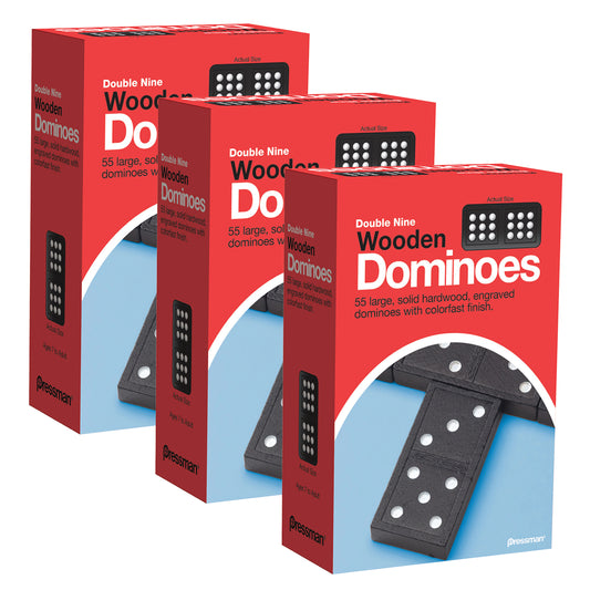 Double Nine Wooden Dominoes Game, 3 Packs