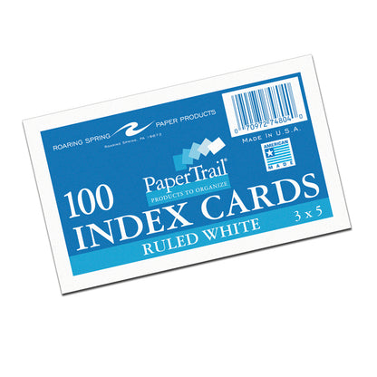 Index Cards, 3" x 5", Ruled, 100 Per Pack, 12 Packs