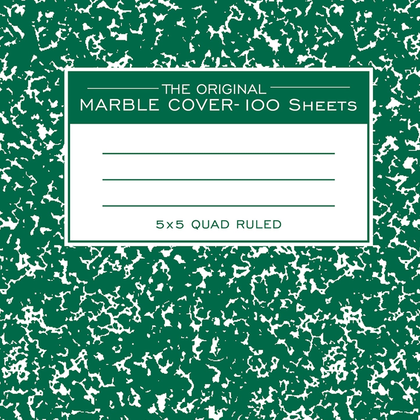 Composition Book, 5x5 Graph, 100 Sheets, 9.75" x 7.5", Green Marble, Pack of 6