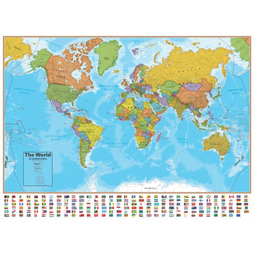 Blue Ocean Series World/USA Laminated Wall Maps, 2-Pack