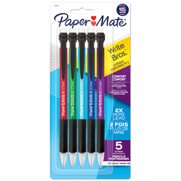 Write Bros® Comfort Mechanical Pencil, 0.7mm, Assorted, 5 Per Pack, 12 Packs