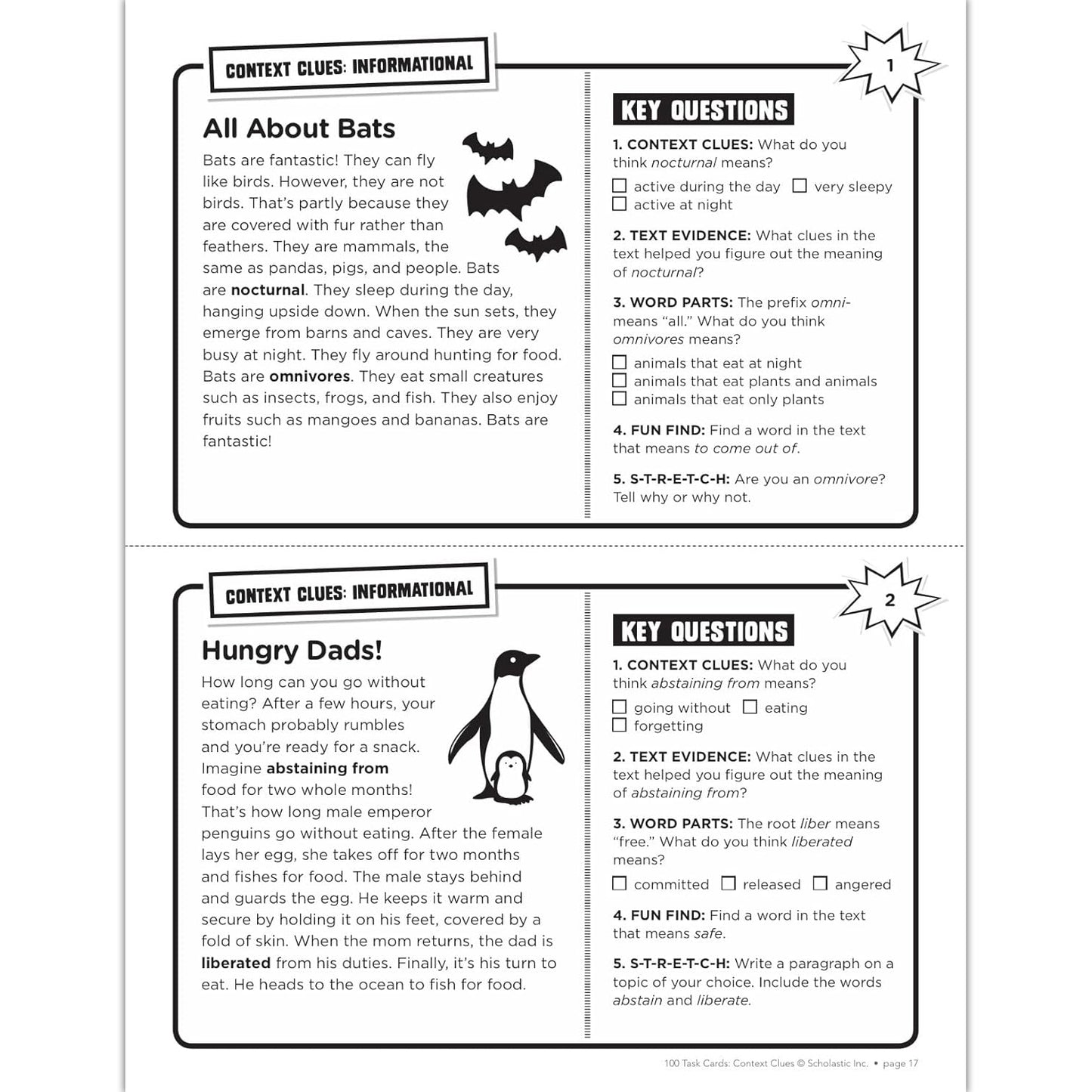 100 Task Cards: Context Clues Activity Book, Pack of 2