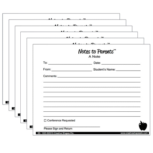 Notes to Parents™, Blank Note, 50 Per Pack, 6 Packs