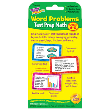 Word Problems Test Prep Math, Grades 4-6 Challenge Cards®, 6 Packs