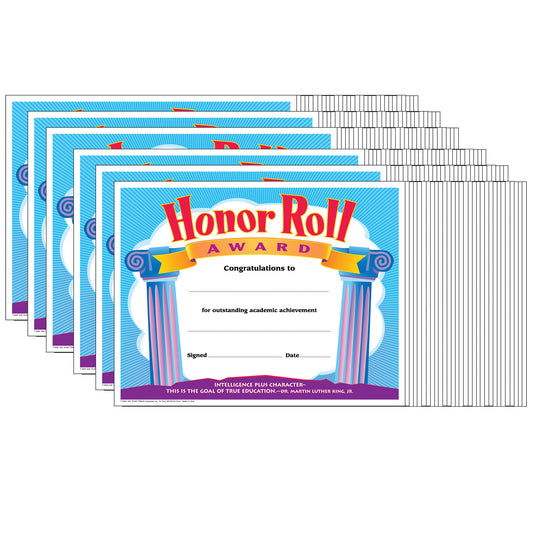 Honor Roll Award Colorful Classics Certificates, 30 Per Pack, 6 Packs