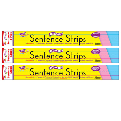 Multicolor Wipe-Off® Sentence Strips, 24", 30 Per Pack, 3 Packs