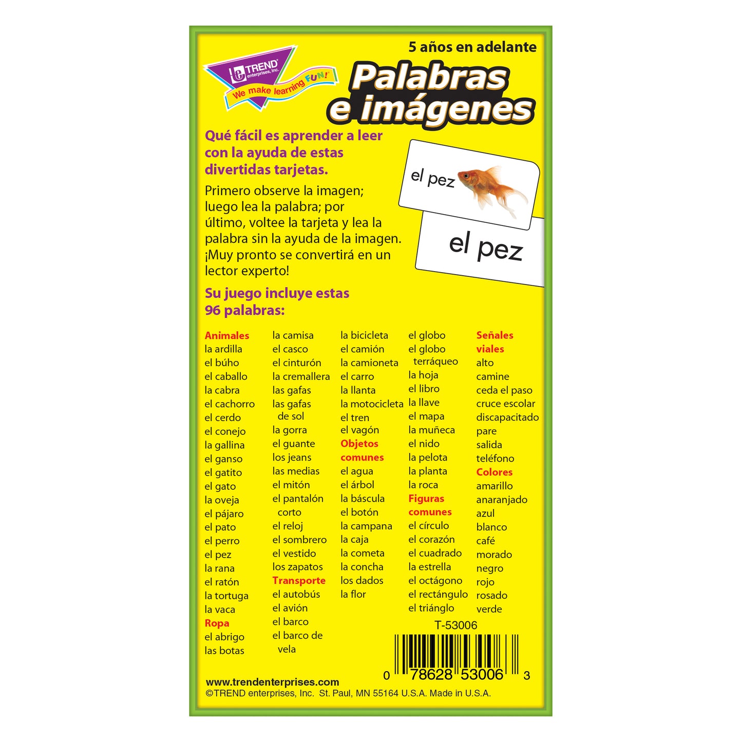 Palabras e imágenes (SP) Skill Drill Flash Cards, Pack of 3