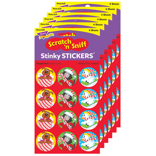 Holiday Pals/Peppermint Stinky Stickers®, 48 Per Pack, 6 Packs