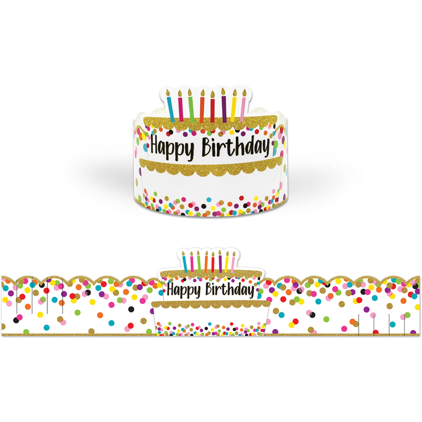 Confetti Happy Birthday Crowns, Pack of 30