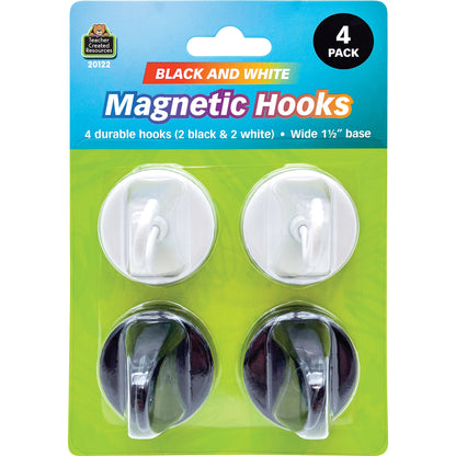 Black & White Magnetic Hooks, Pack of 4