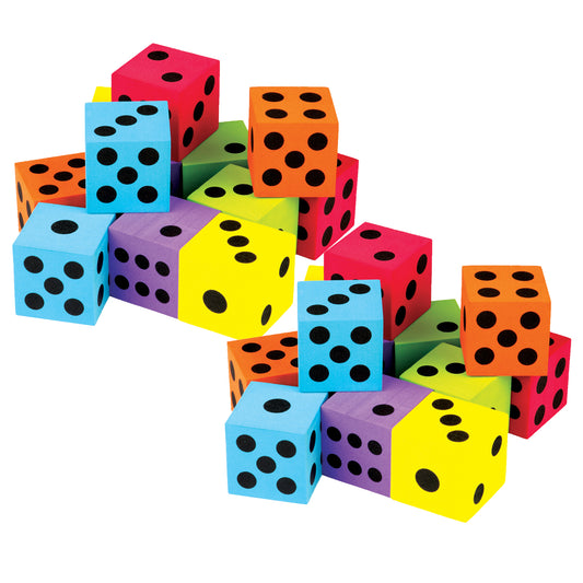 Foam Colorful Large Dice, 12 Per Pack, 2 Packs