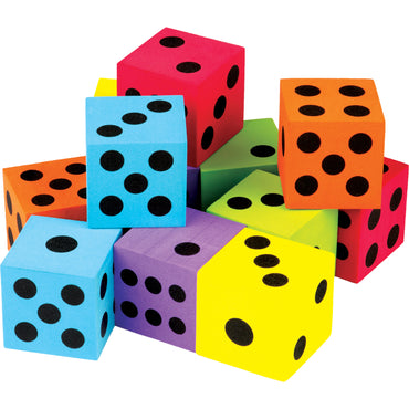 Foam Colorful Large Dice, 12 Per Pack, 2 Packs