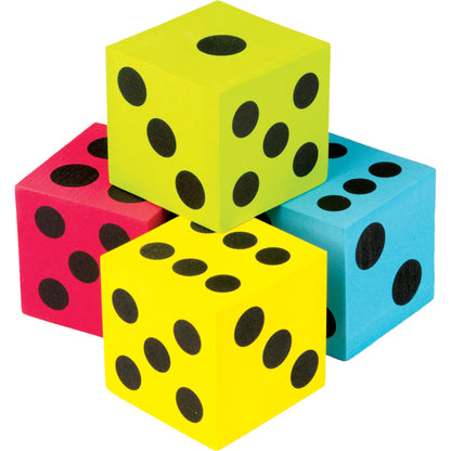 Foam Colorful Jumbo Dice, 4 Per Pack, 3 Packs