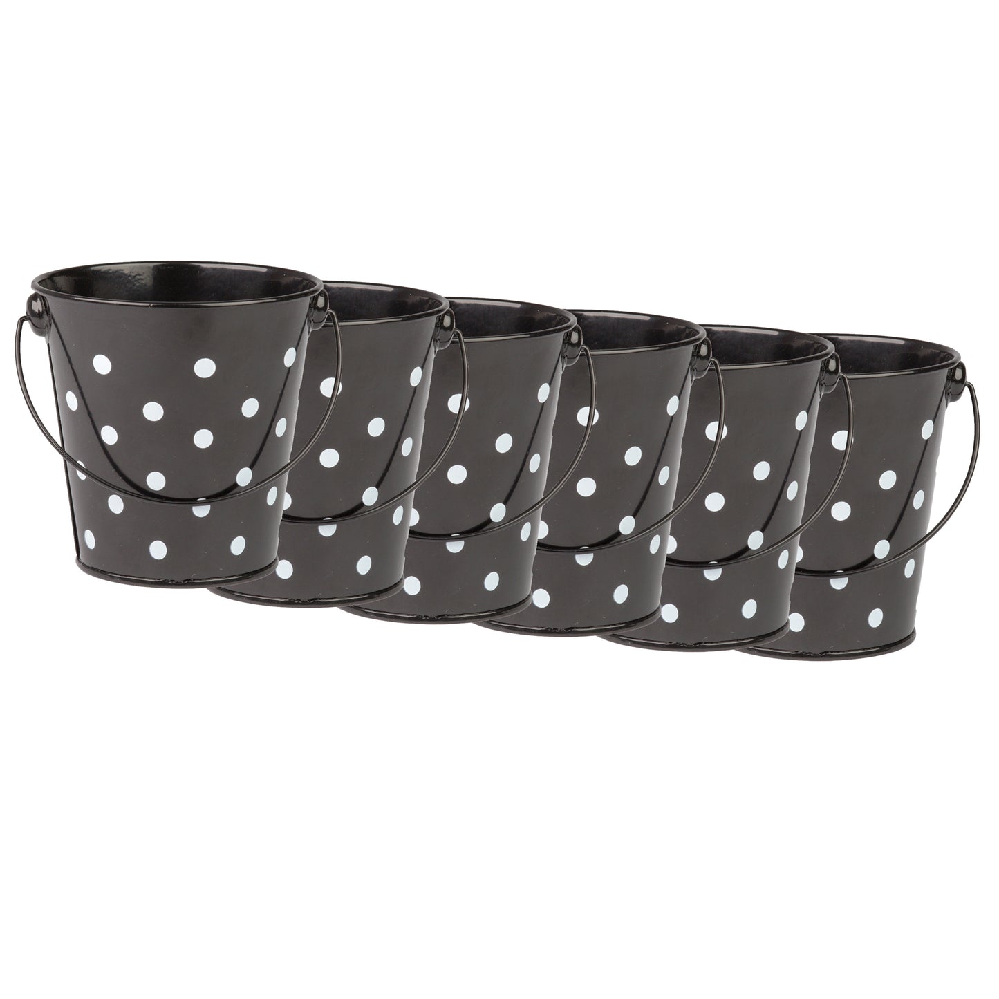 Black Polka Dots Bucket, Pack of 6