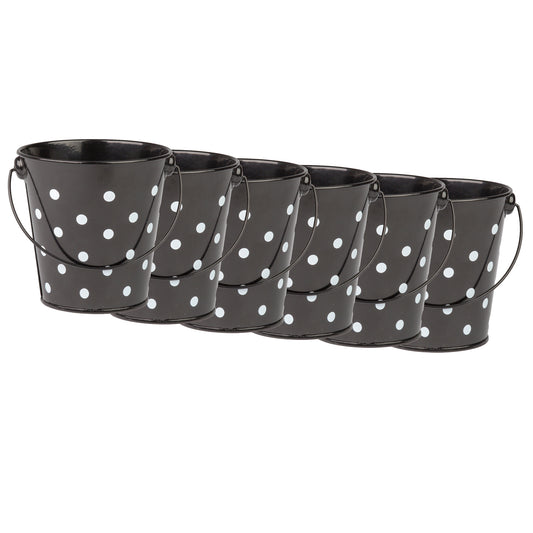 Black Polka Dots Bucket, Pack of 6