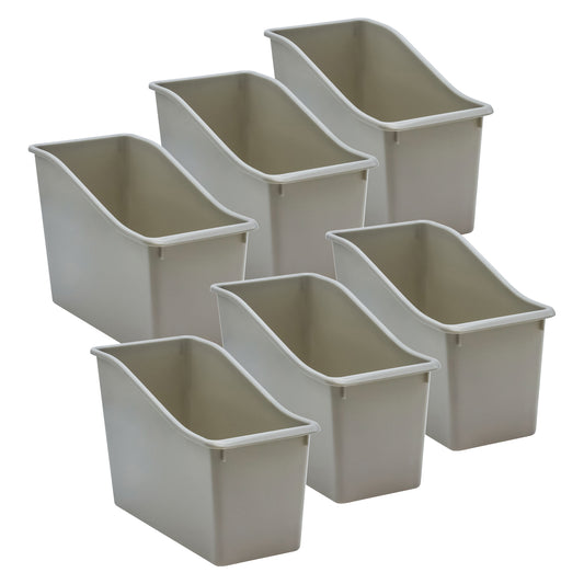 Plastic Book Bin, Gray, Pack of 6