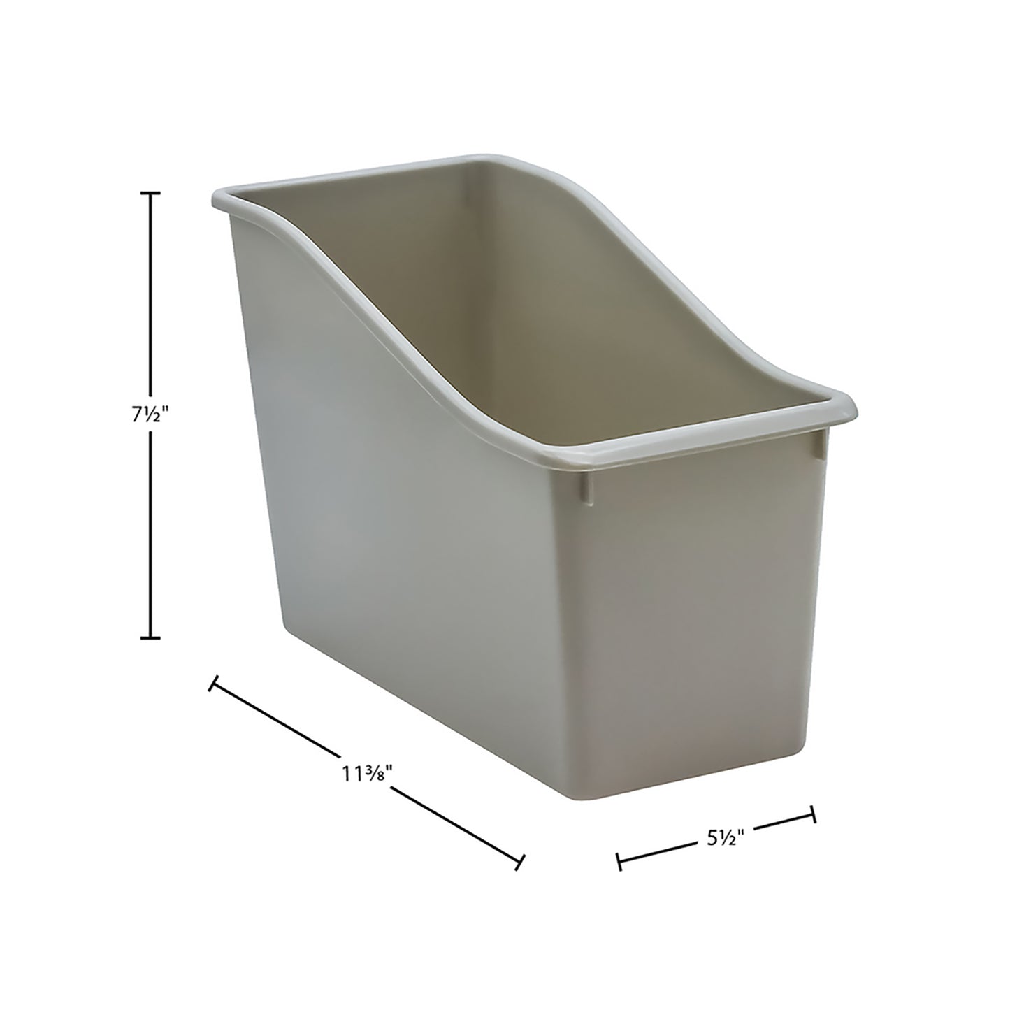 Plastic Book Bin, Gray, Pack of 6