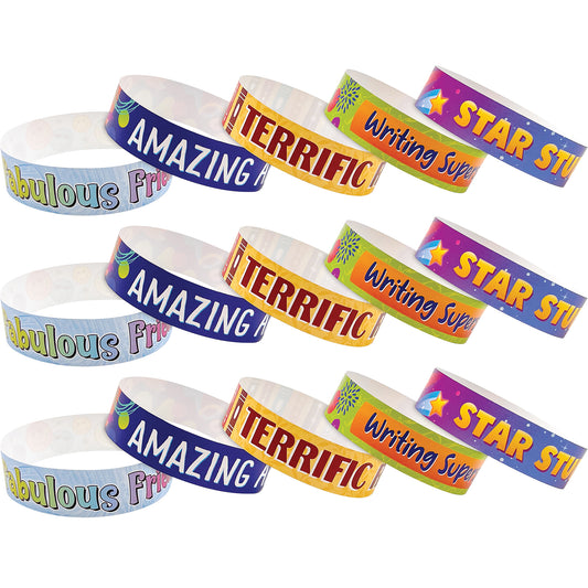 Positive Reinforcement Brag Bracelets, 10 Designs, 100 Per Pack, 3 Packs