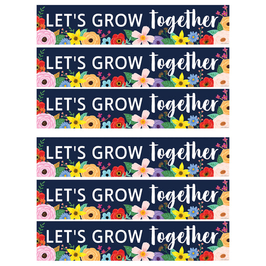 Wildflowers Let's Grow Together Banner, 8" x 39", Pack of 6