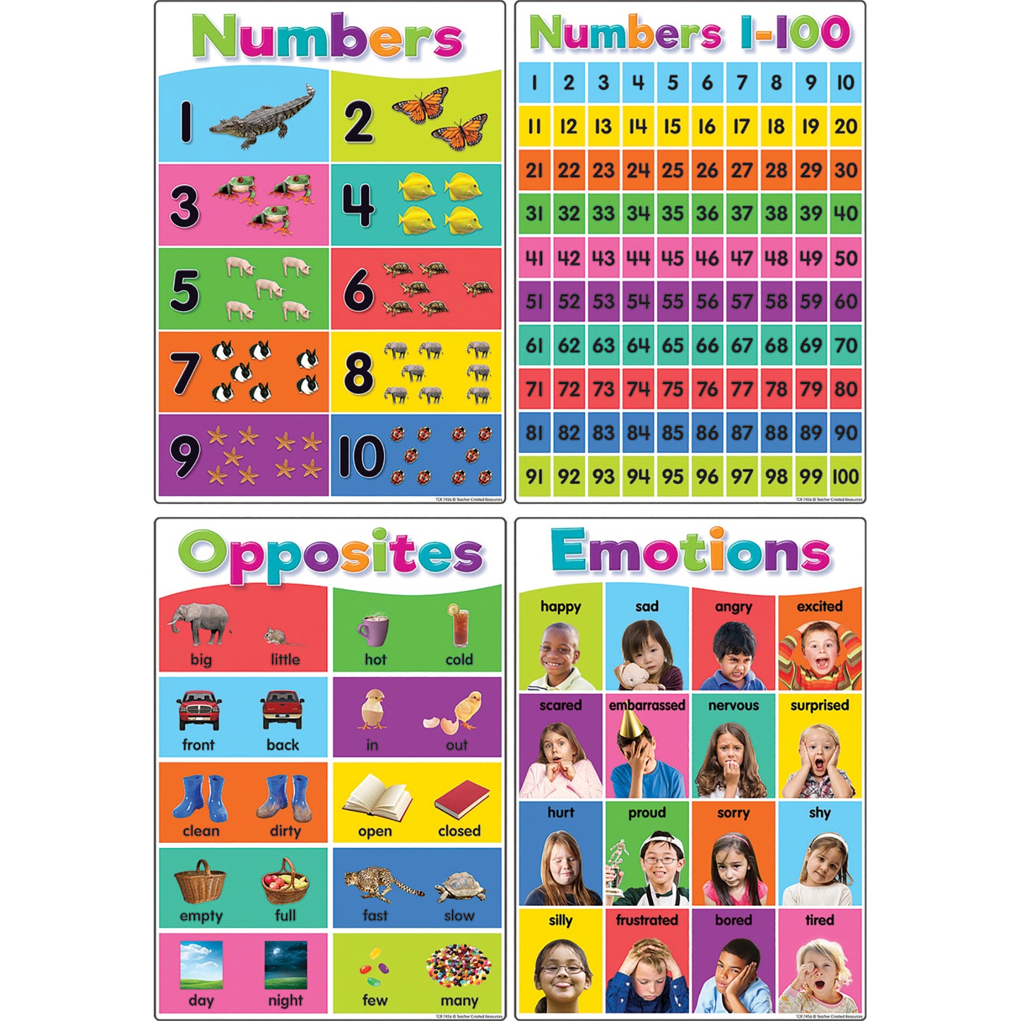 Colorful Early Learning Small Poster Pack, 12 Posters