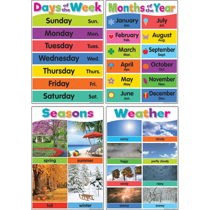 Colorful Early Learning Small Poster Pack, 12 Posters