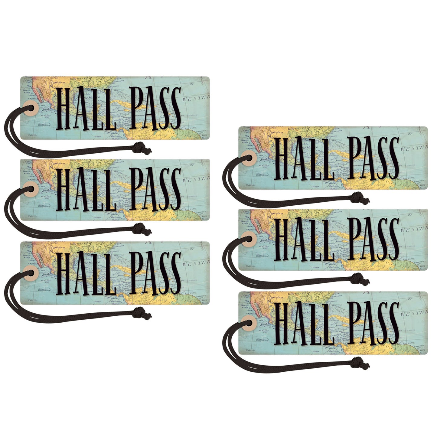 Travel the Map Magnetic Hall Pass, Pack of 6