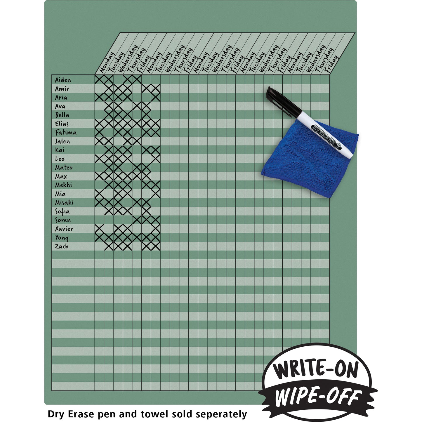 Eucalyptus Green Incentive Write-On/Wipe-Off Chart, Pack of 6