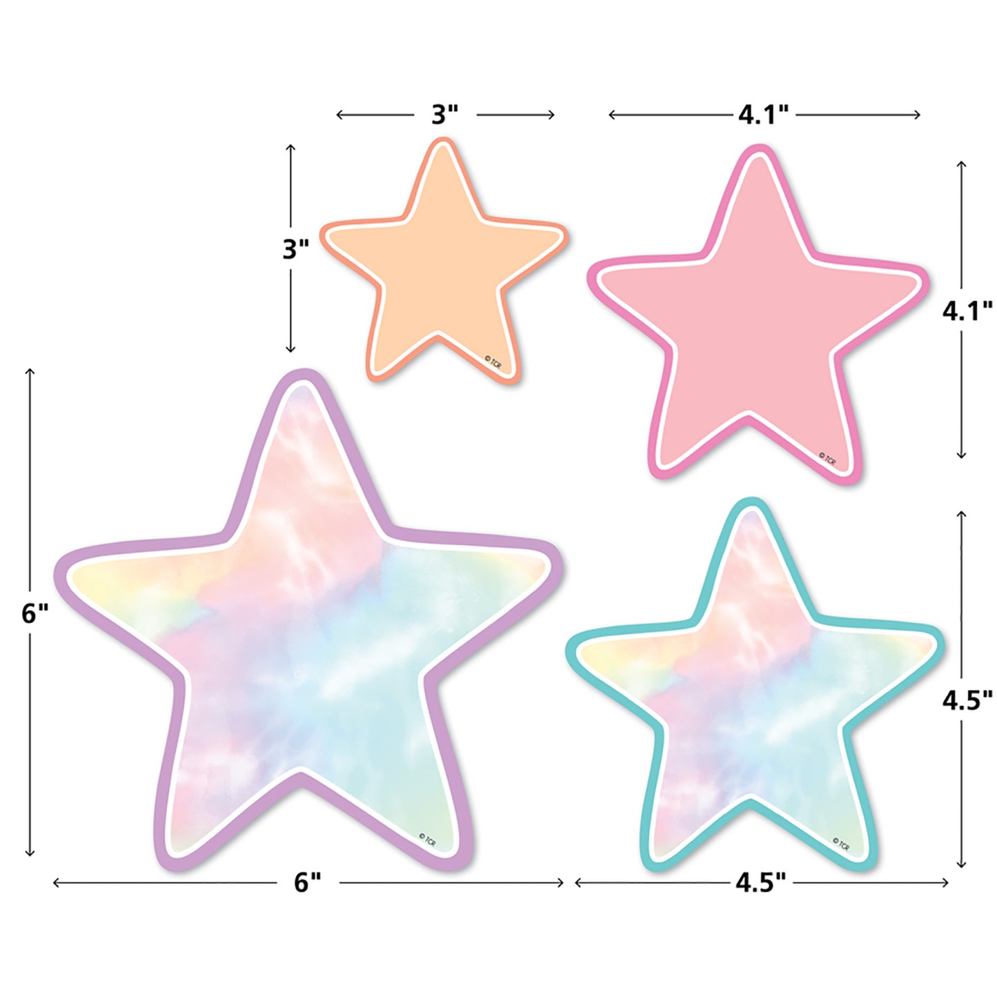 Pastel Pop Star Accents - Assorted Sizes, 60 Per Pack, 3 Packs