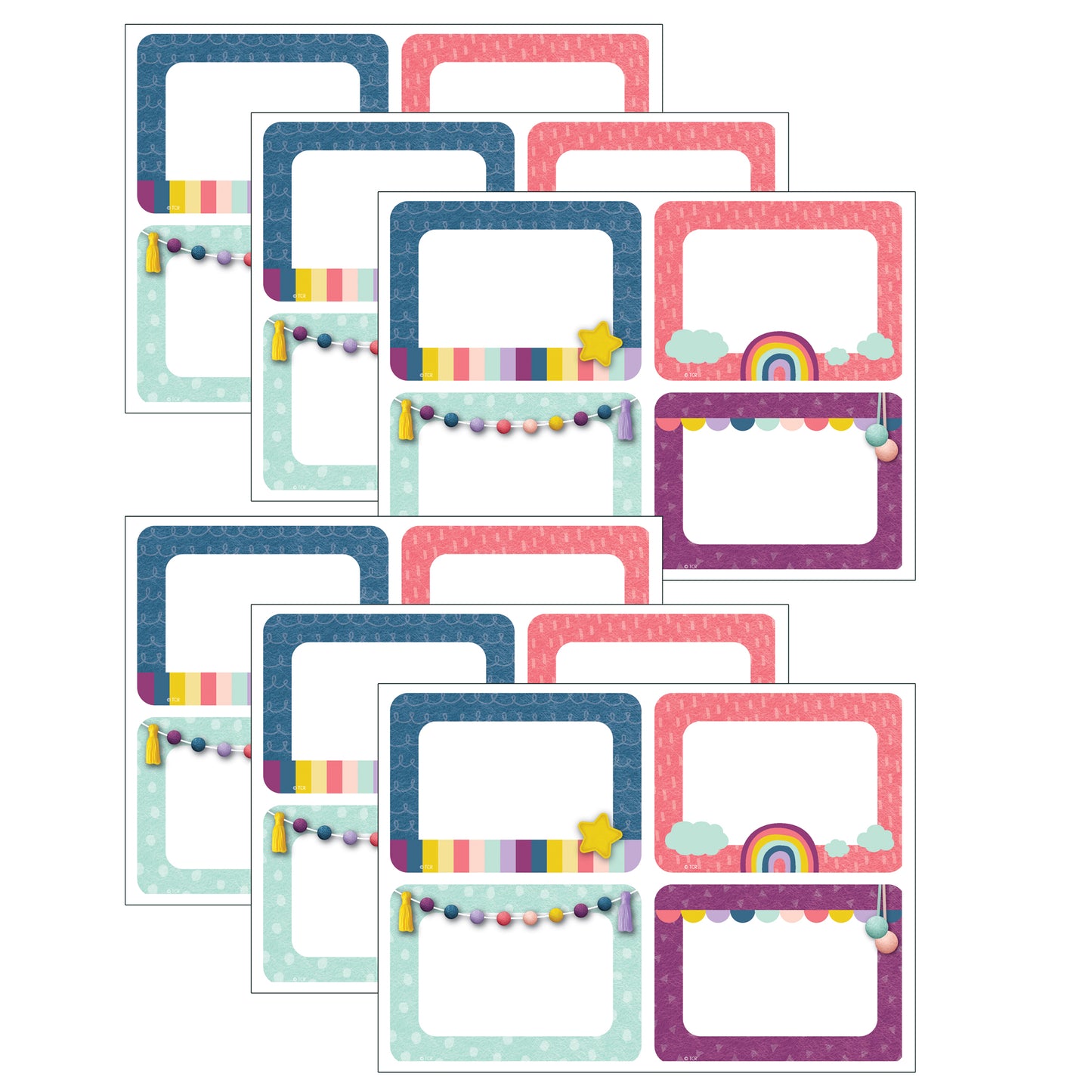 Oh Happy Day Name Tags/Labels - Multi-Pack, 36 Per Pack, 6 Packs