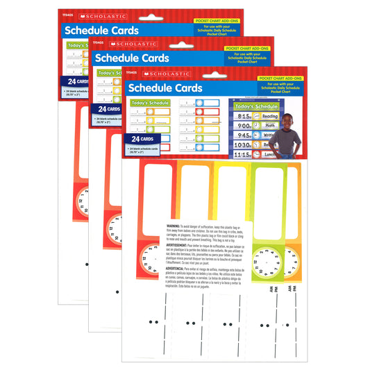 Schedule Cards, Pocket Chart Add-Ons, 24 cards Per Pack, 3 Packs