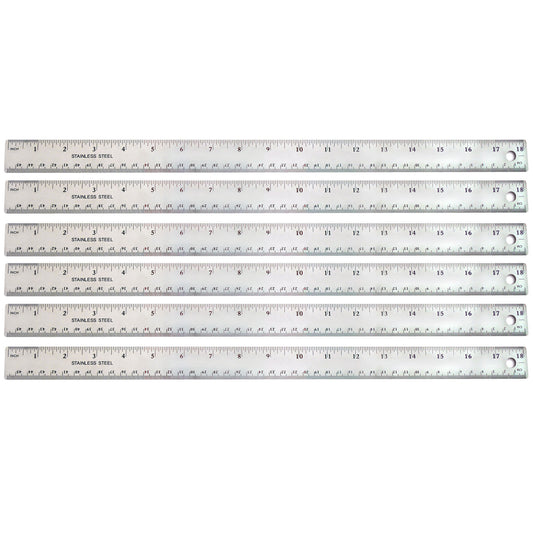 Stainless Steel Ruler, 18", Pack of 6