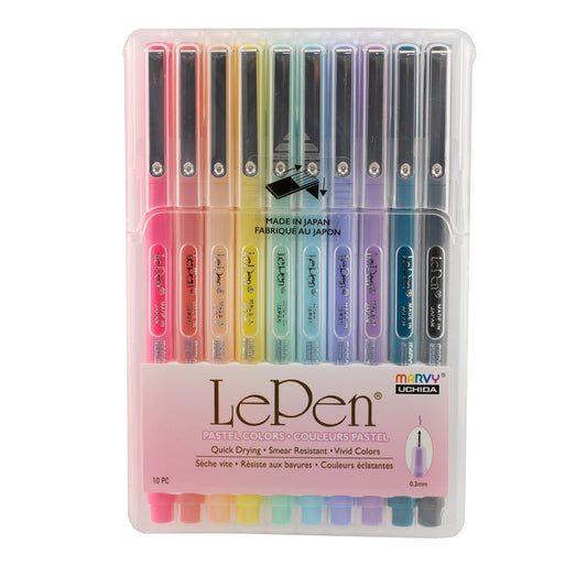 LePen® Micro-Fine Point Pen, Pastel, 10 Colors