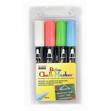 Broad Point Chalk Marker Broad Tip Set 4ED, Fluorescent Colors, 4 Per Pack, 2 Packs