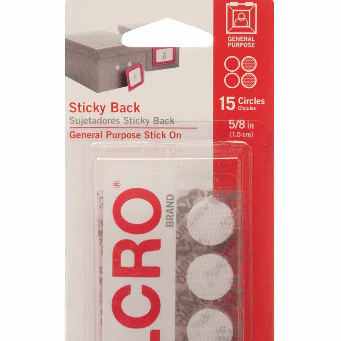 Sticky Back™ Round Fasteners, 0.63", White, 15 Per Pack, 6 Packs